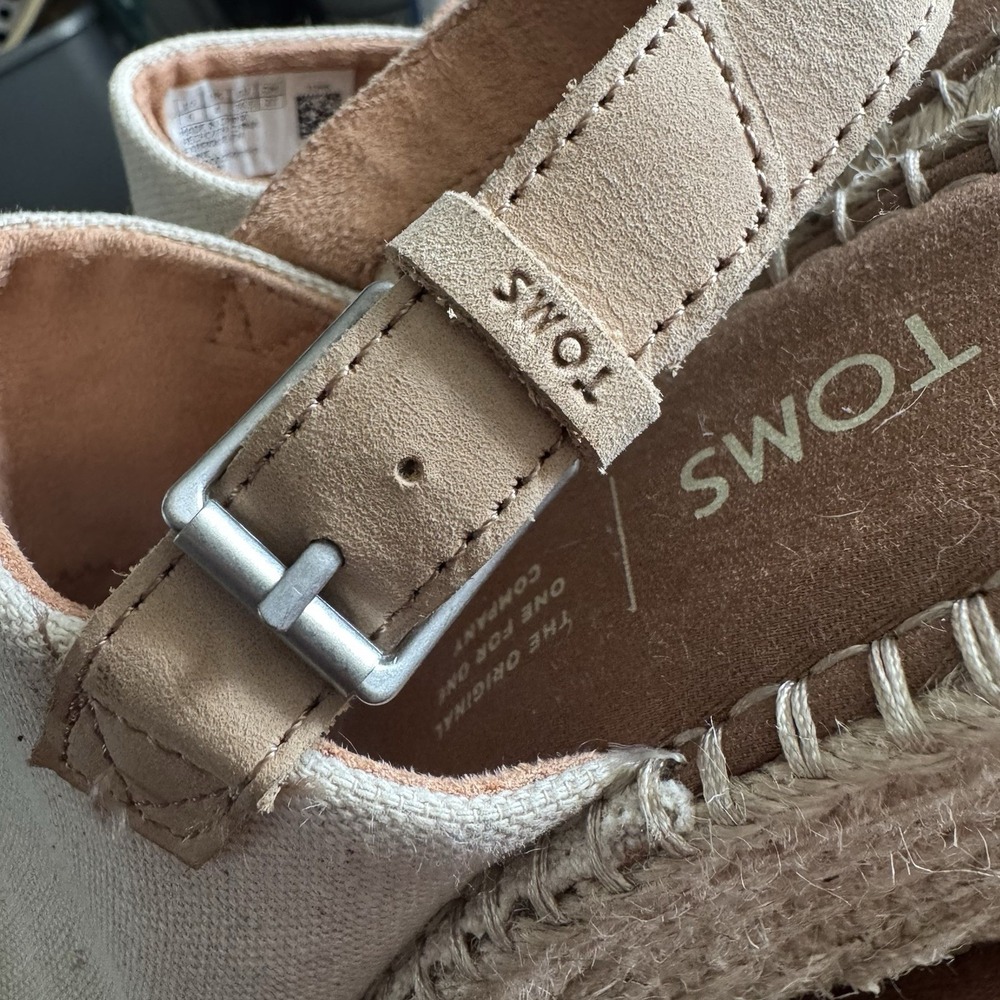 TOMS Women's Monica Wedge Sandal 6 Natural Hemp/Leather - Picture 4 of 10